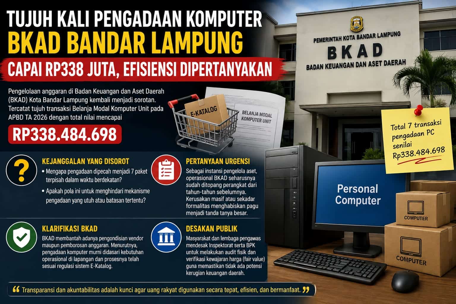 BKAD Hamburkan Ratusan Juta untuk Belanja Komputer