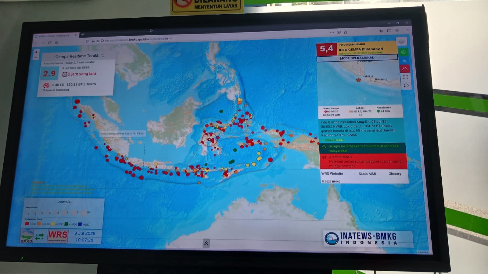 Gempa 5,4 Magnitudo Guncang Lampung, Tak Berpotensi Tsunami
