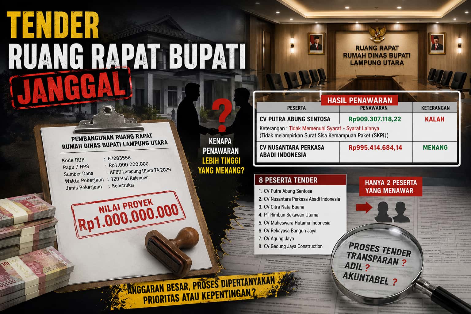 Tender Ruang Rapat Bupati Lampura Janggal