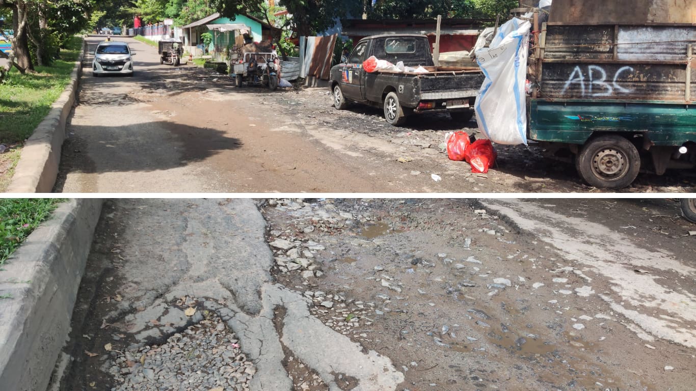 Dekat Kantor Dinas, Sampah Menumpuk dan Jalan Rusak Tak Tertangani