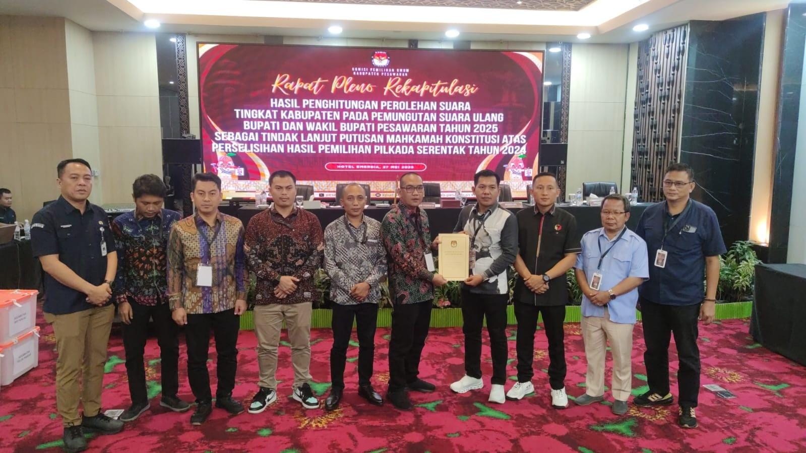 Rapat Pleno KPU Pesawaran: Paslon Nomor 02 Menang Pemungutan Suara Ulang
