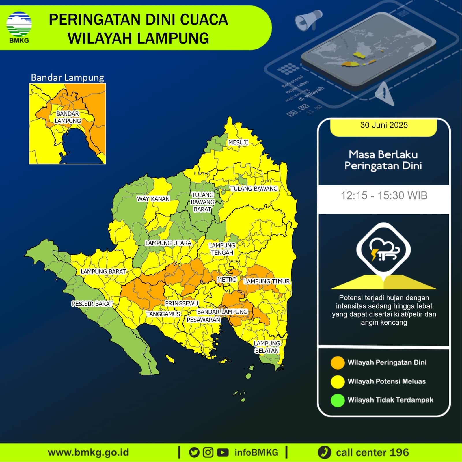 BMKG Peringatkan Hujan Lebat Disertai Petir di Lampung