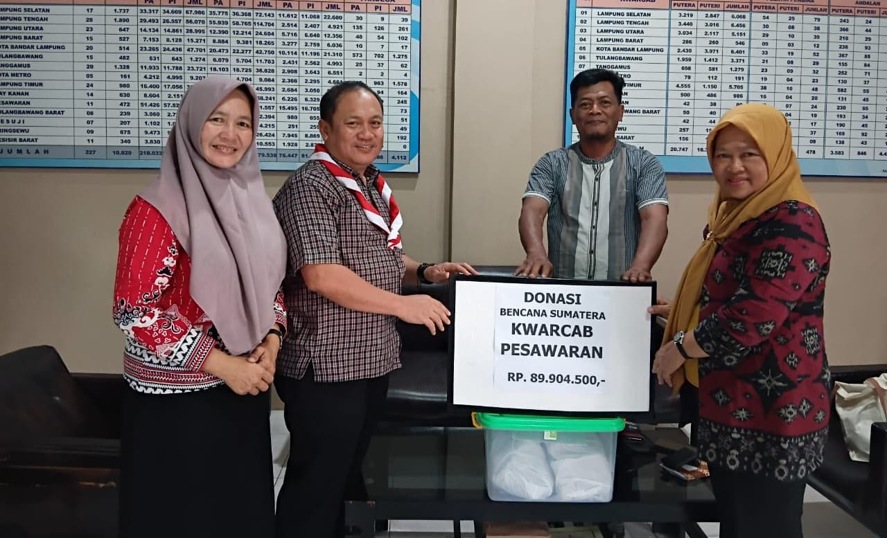 Kwarda Lampung Terima Dana Bumbung Kemanusiaan dari Kwarcab Pesawaran