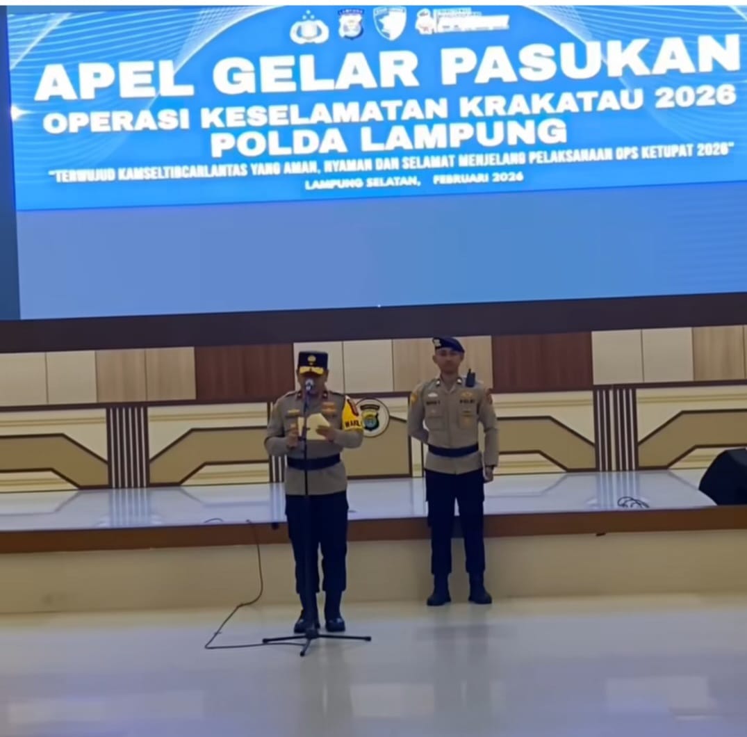 Wakapolda Lampung Pimpin Apel Operasi Keselamatan Krakatau 2026