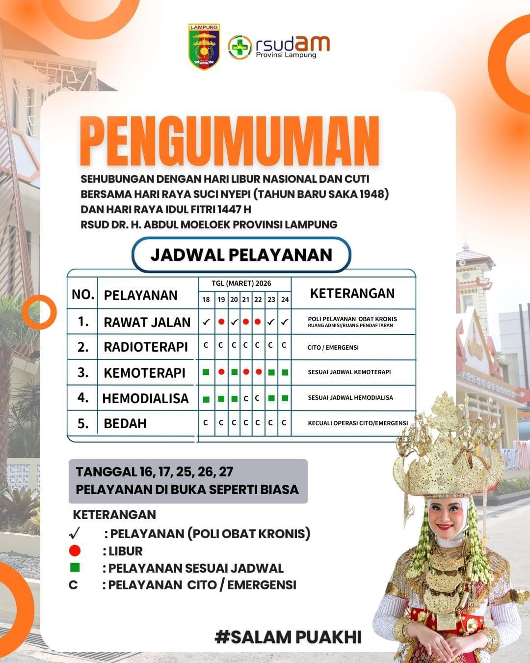 RSUDAM Provinsi Lampung Berkomitmen Layanan Kesehatan Optimal Selama Liburan Idul Fitri 2026