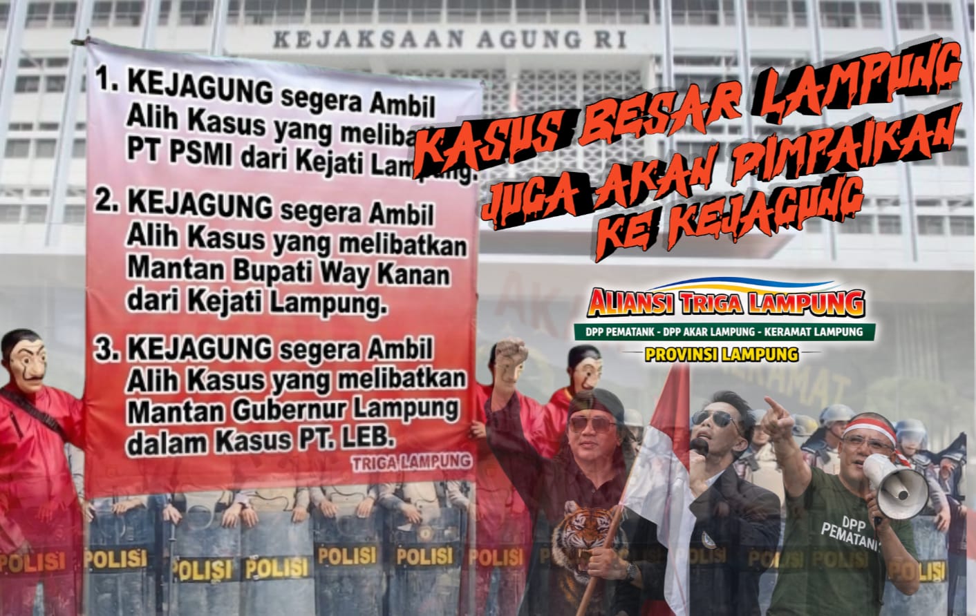 Triga Lampung Seret Kasus PSMI, PT LEB Arinal hingga Eks Bupati Way Kanan ke Kejagung