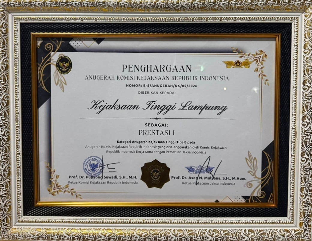 DPRD Lampung Apresiasi Prestasi Nasional Kejati Lampung Raih Juara I Komjak RI