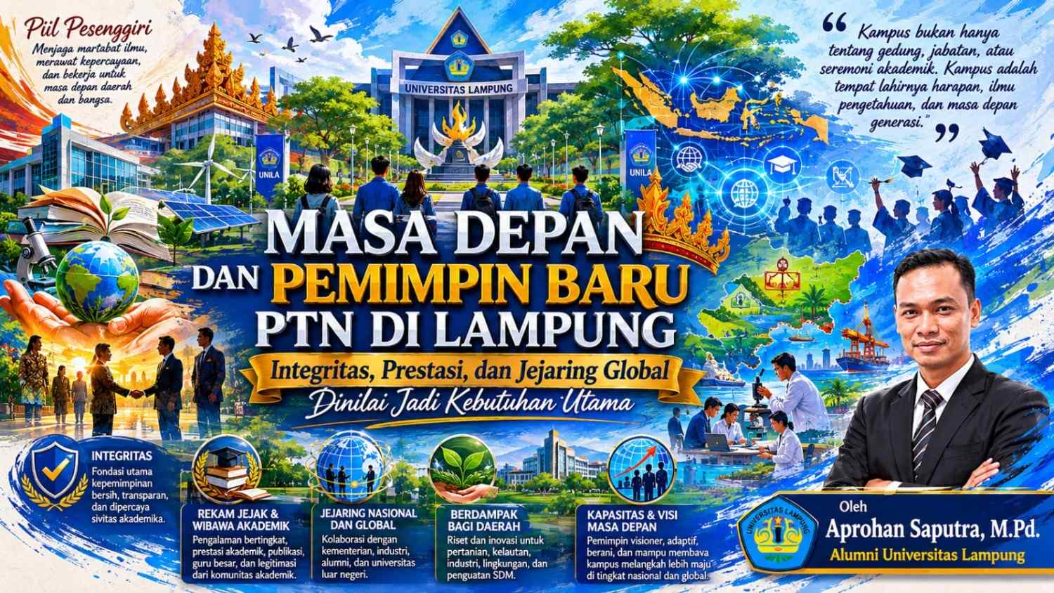 Masa Depan dan Pemimpin Baru PTN di Lampung Integritas, Prestasi, dan Jejaring Global Jadi Kebutuhan Utama