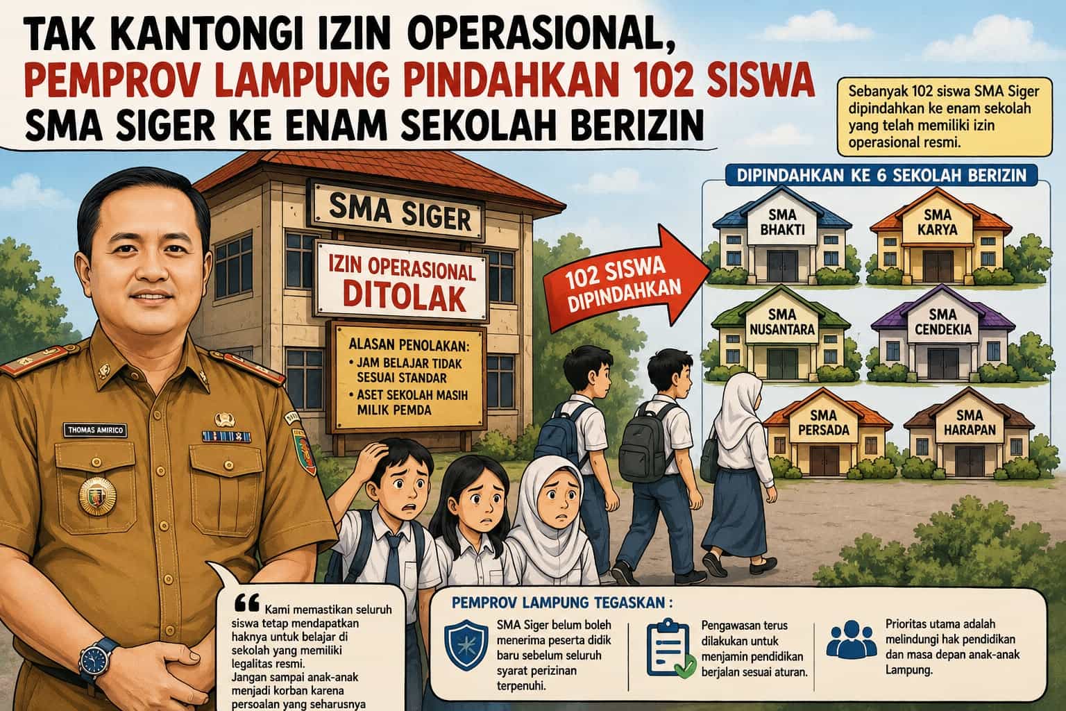 Tak Kantongi Izin Operasional, 102 Siswa SMA Siger Dipindahkan ke Enam Sekolah Berizin