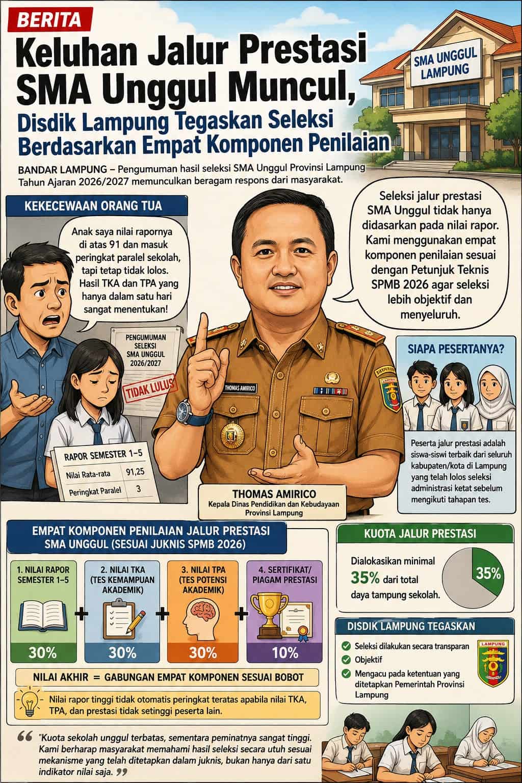 Keluhan Jalur Prestasi SMA Unggul Muncul, Disdik Lampung Tegaskan Seleksi Berdasarkan Empat Komponen Penilaian