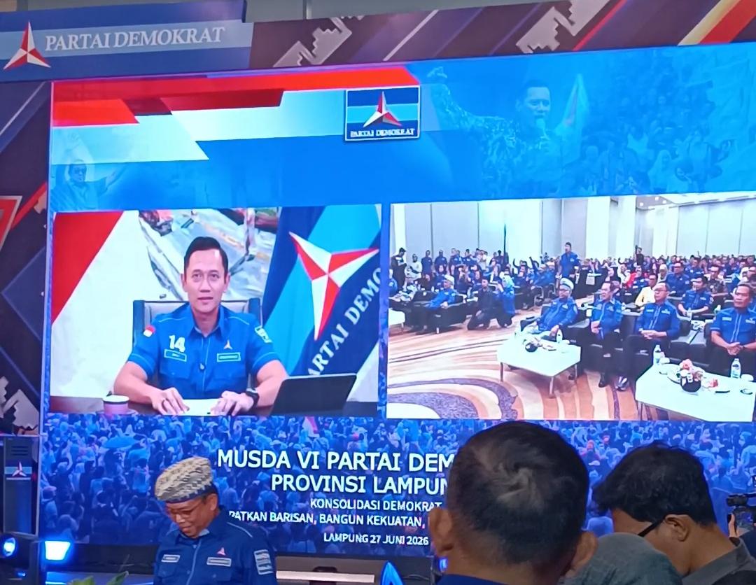 Momen AHY Sapa Zulkifli Anwar Warnai Musda VI Partai Demokrat Lampung