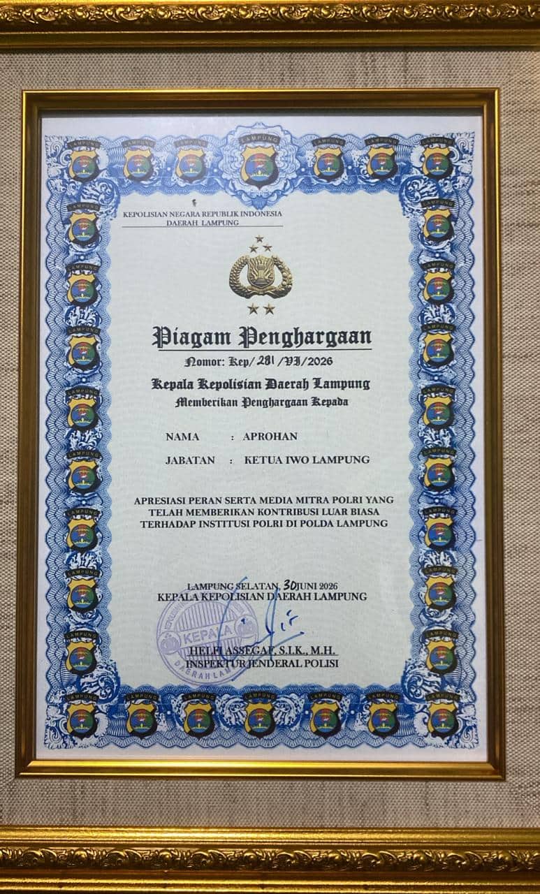 Aprohan Tolak Piagam Penghargaan Polda Lampung: Tidak Pernah Merasa Berkontribusi untuk Institusi Polri