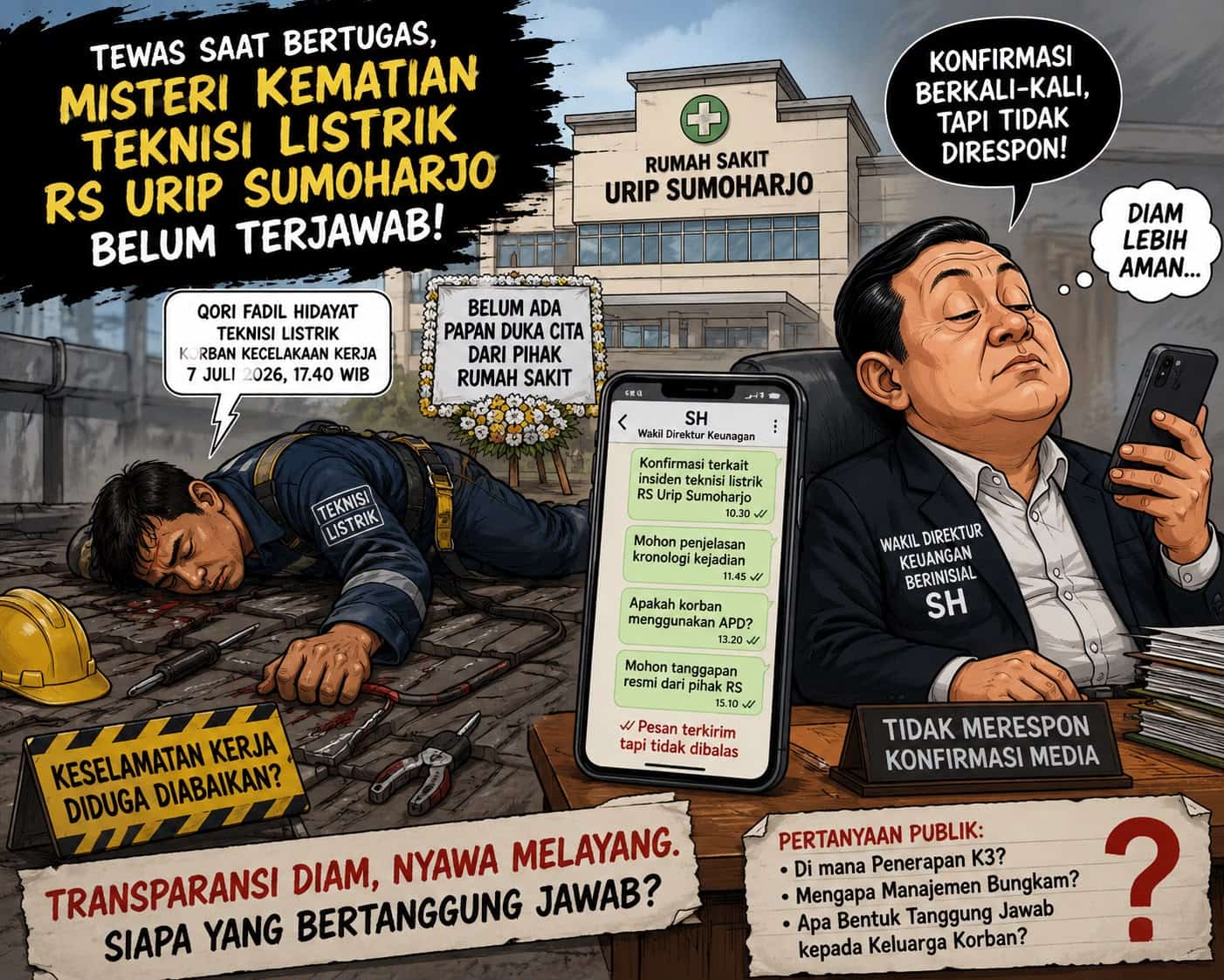 Nyawa Melayang Saat Bertugas, RS Urip Sumoharjo Belum Buka Suara Soal Kematian Teknisi