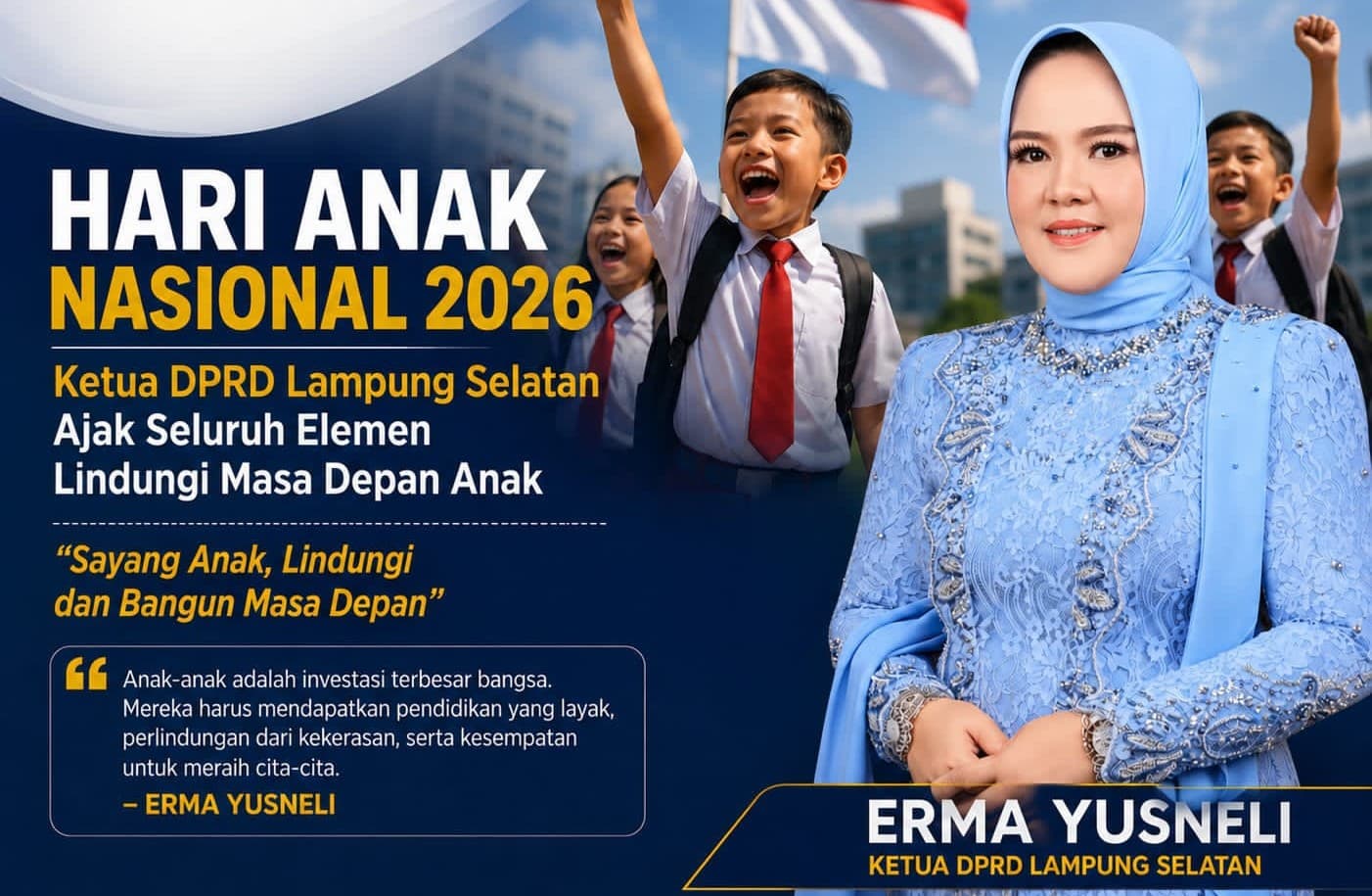 Hari Anak Nasional 2026, Ketua DPRD Lampung Selatan Ajak Wujudkan Generasi Sehat dan Berprestasi