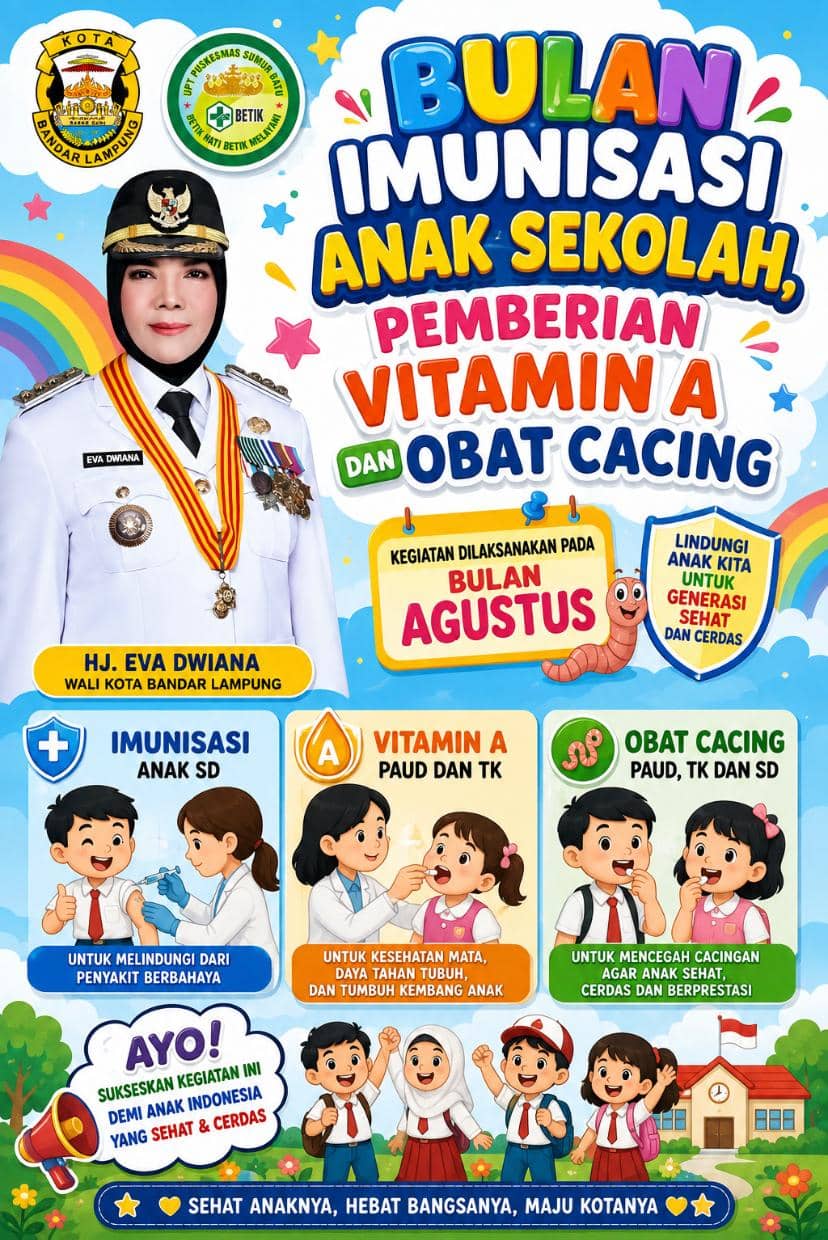 Puskesmas Sumur Batu Gelar Imunisasi Anak Sekolah, Pemberian Vitamin A dan Obat Cacing