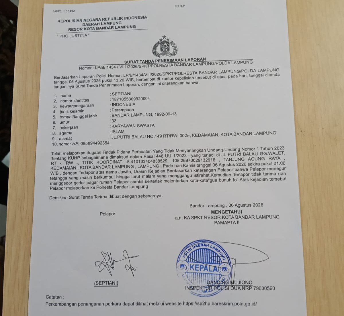 Tegur Tetangga Berisik Tengah Malam, Warga Kedamaian Klaim Diteror Ancaman