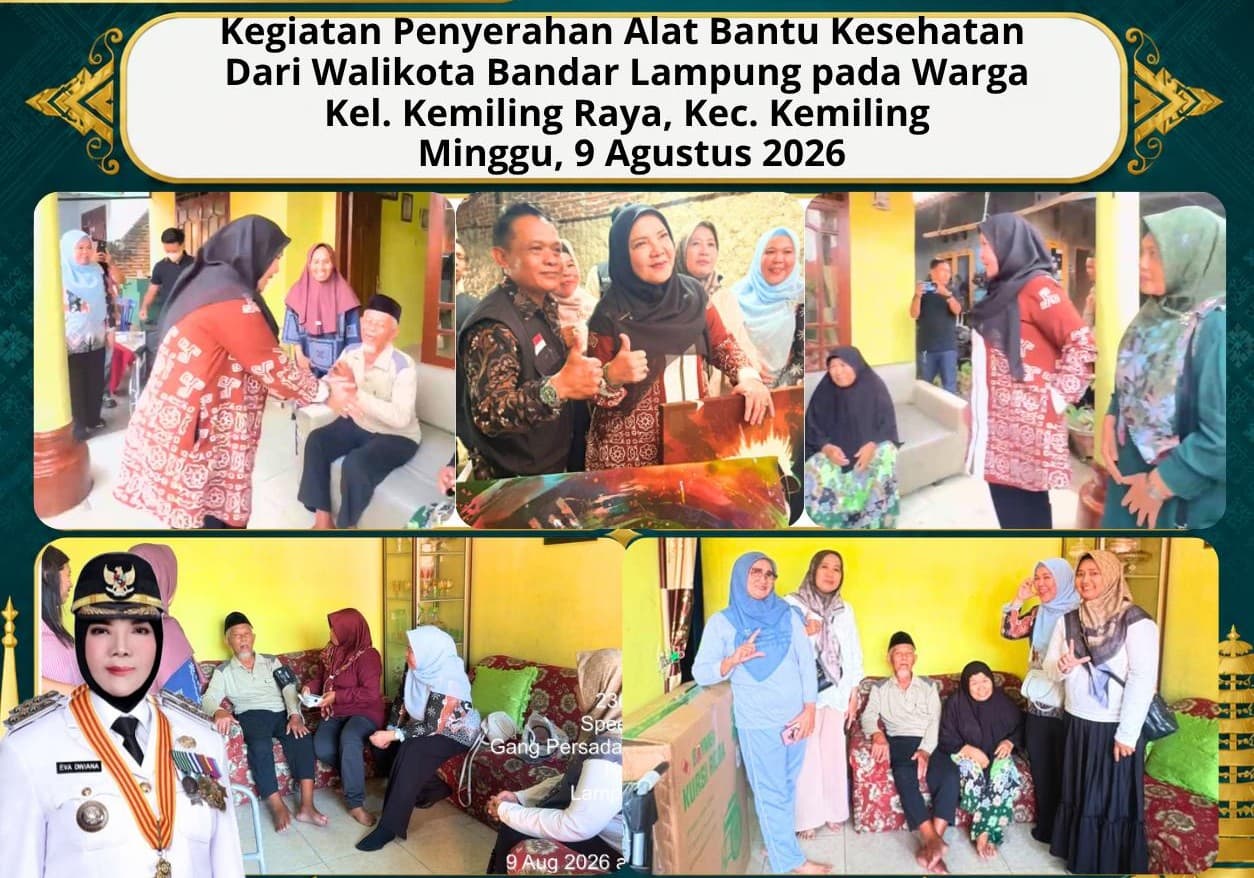 Puskesmas Kemiling Dampingi Wali Kota Eva Dwiana Serahkan Alat Bantu Kesehatan