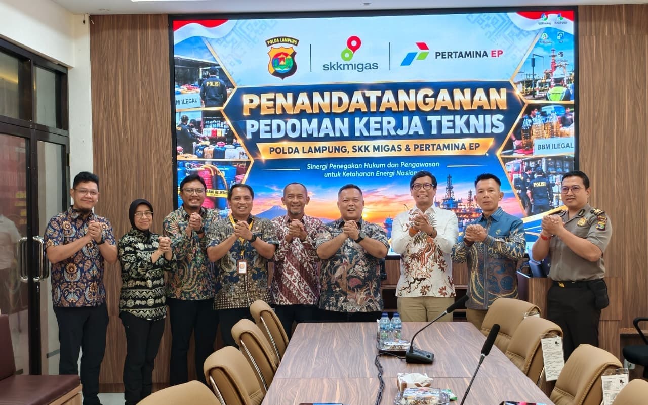 Polda Lampung Bersama SKK Migas Sumbagsel dan PT Pertamina EP Zona 4 Tandatngani Pedoman Kerja Teknis